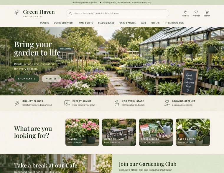 Green Haven Garden Centre website homepage